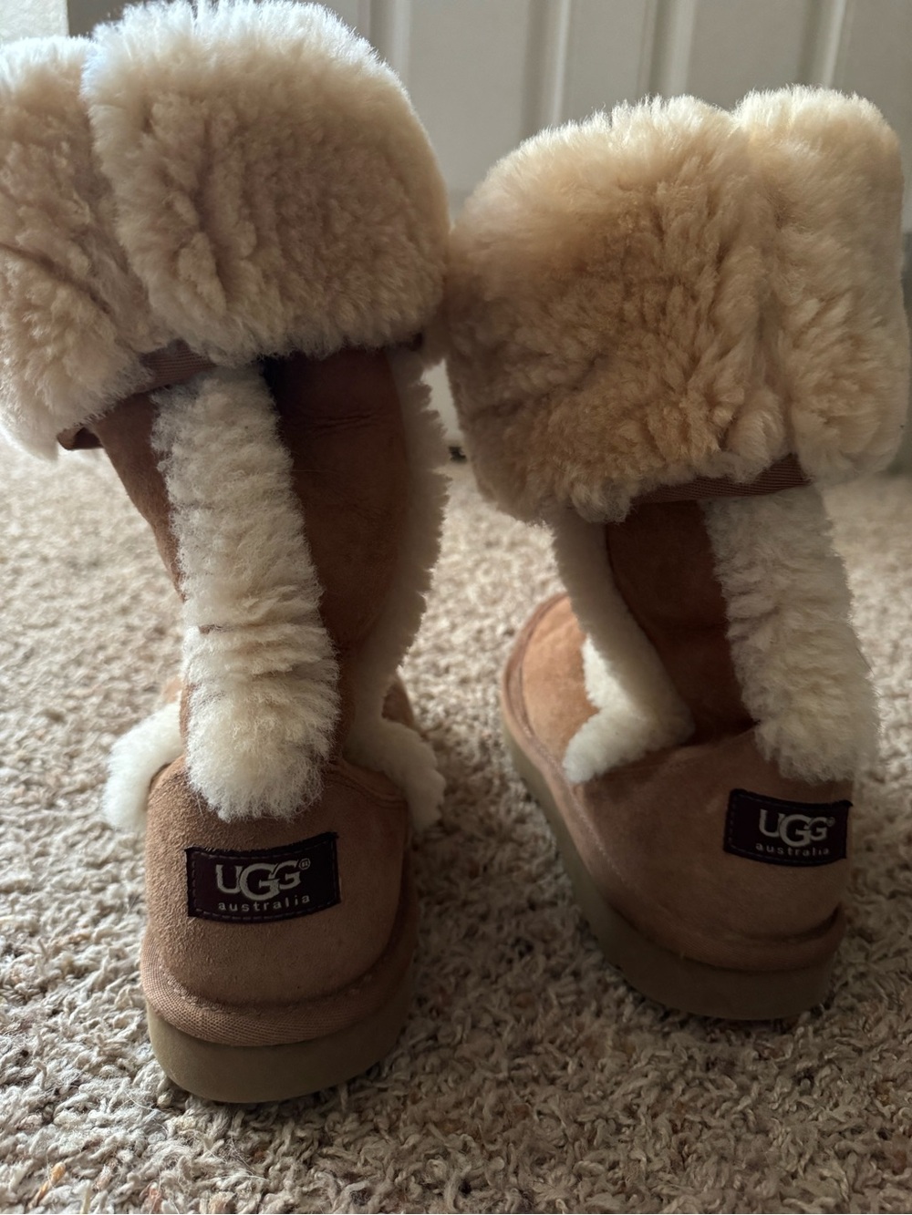 UGG Australia Vintage Tall Sheepskin Boots Chestnut Youth 5 Fits Women’s 7